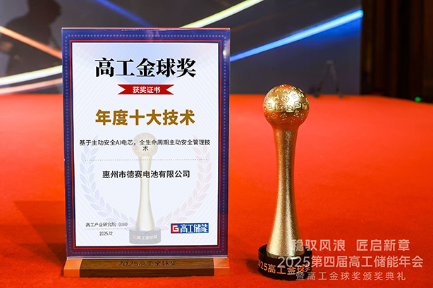 惠州28娱乐电池荣获2025高工金球奖